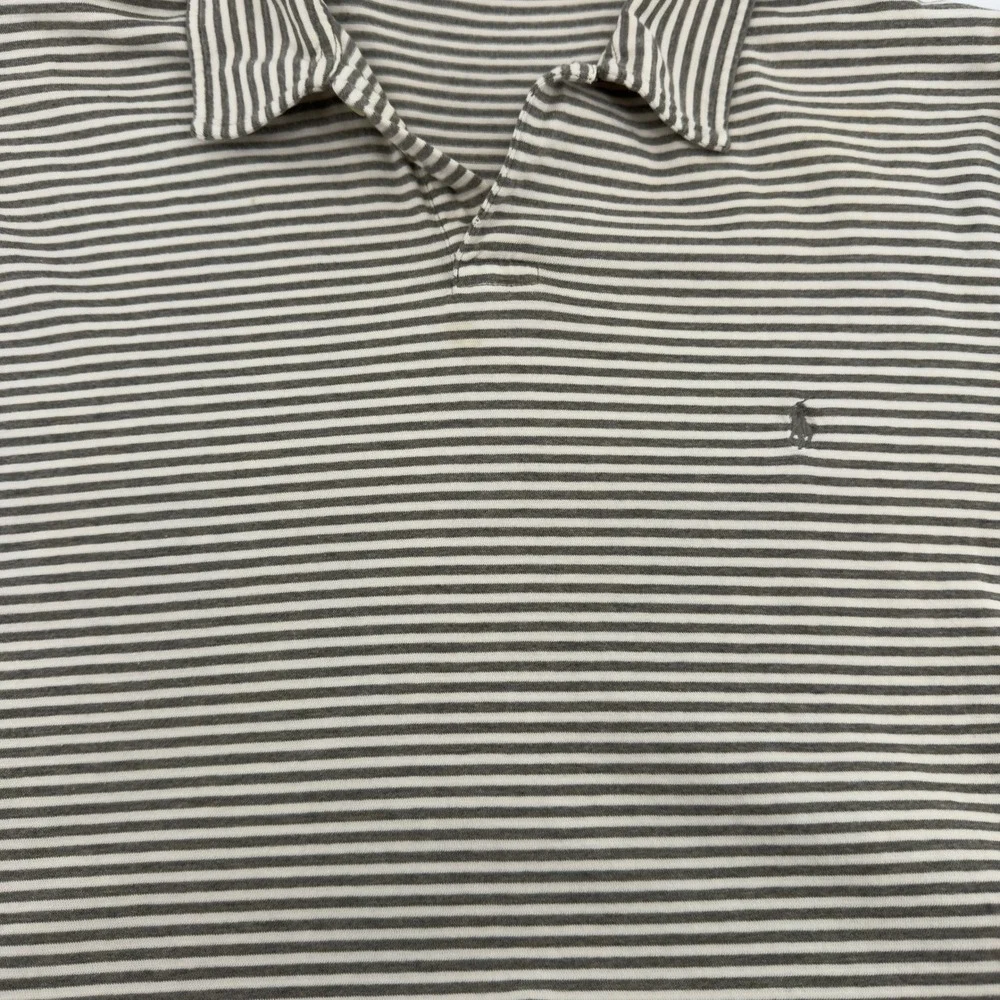 Polo Ralph Lauren Mens XL Grey White‎ Striped Short Sleeve Polo Shirt